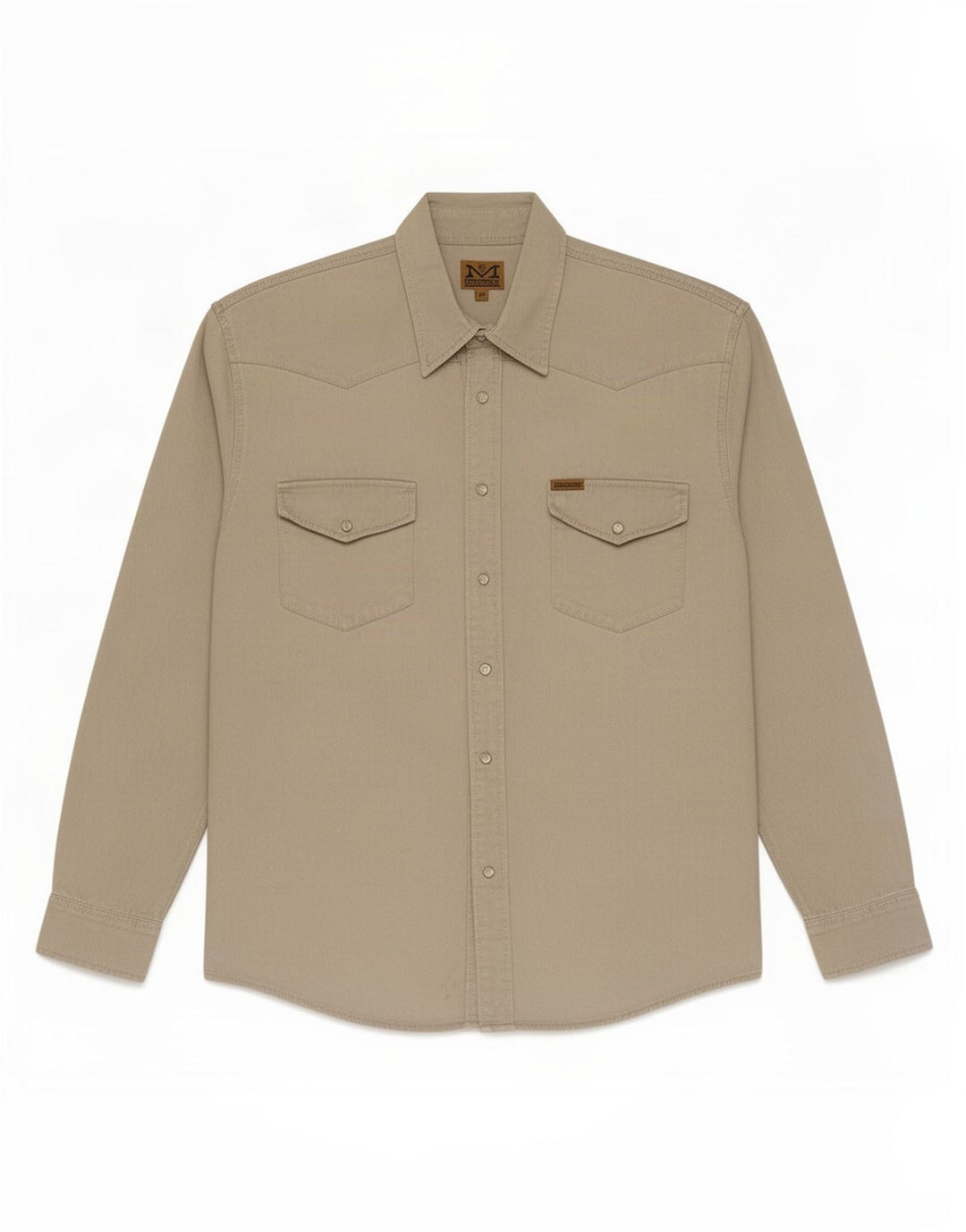 MAVERICK Chemise Western Homme Grand Coton Beige