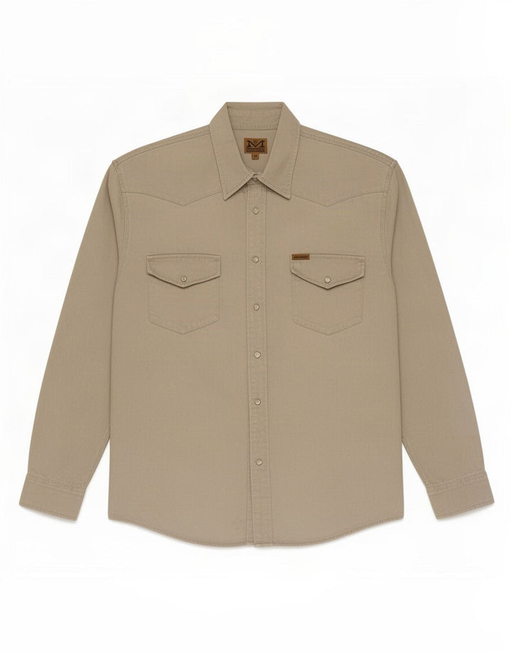 MAVERICK Chemise Western Homme Grand Coton Beige