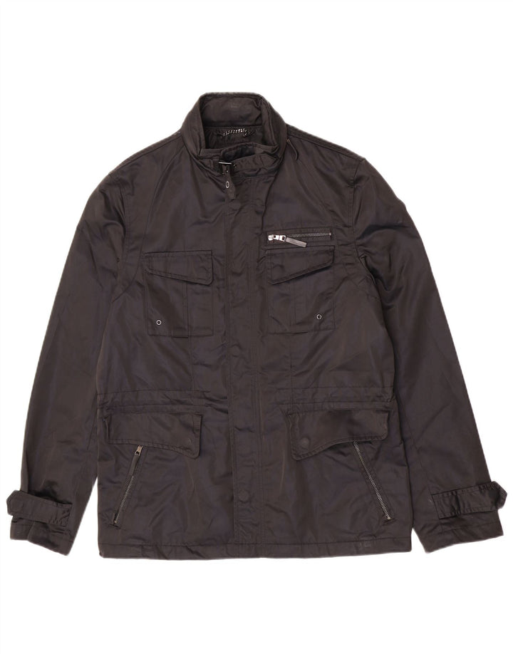 Zara Veste utilitaire à capuche pour homme UK 38 Medium Noir Polyester