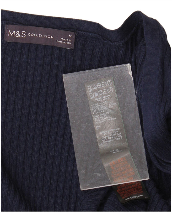Marks & Spencer Pull cardigan long pour femme UK 14 Bleu marine moyen