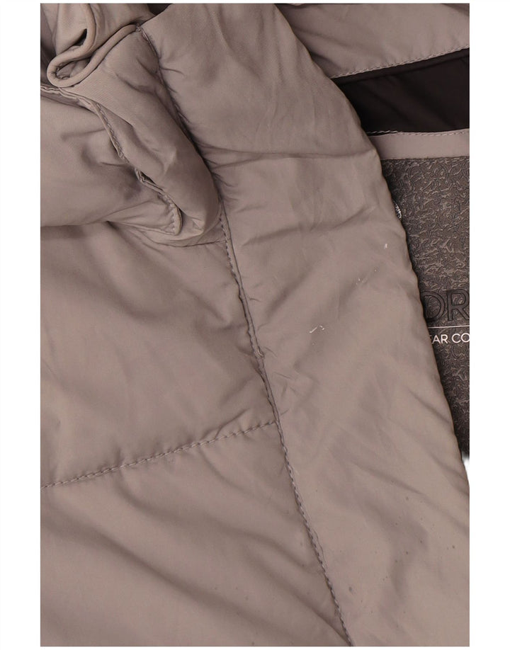 Superdry Manteau matelassé à capuche surdimensionné pour femme UK 10 Petit Gris
