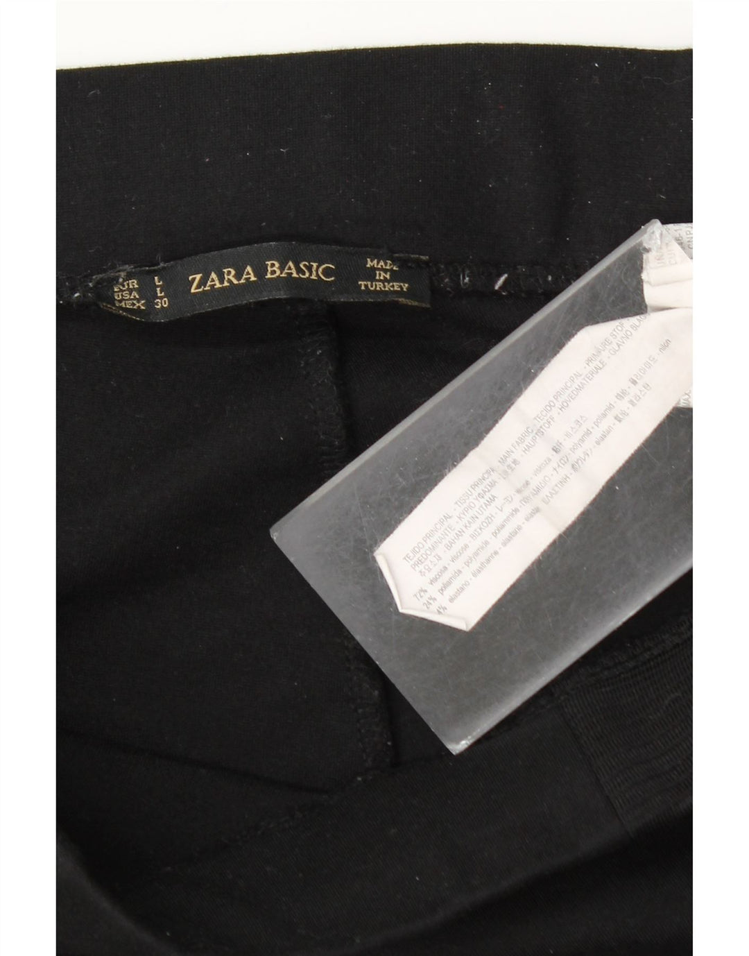 Zara Leggings Femme UK 14 Large Noir Viscose