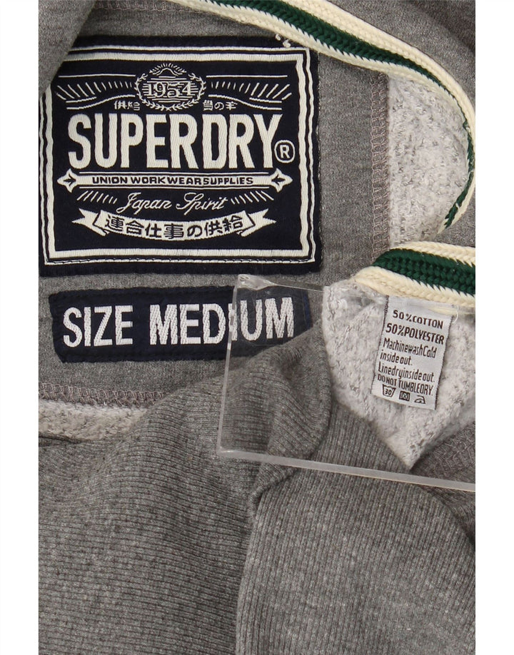 Superdry Veste de survêtement à capuche pour femme UK 14 Gris moyen Coton