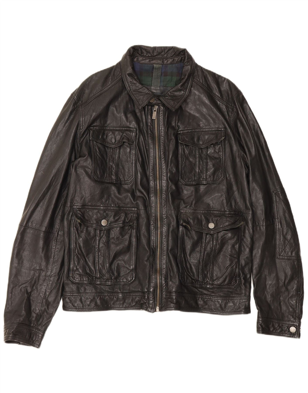 Massimo Dutti Veste en cuir pour homme UK 42 XL Peau de mouton noire