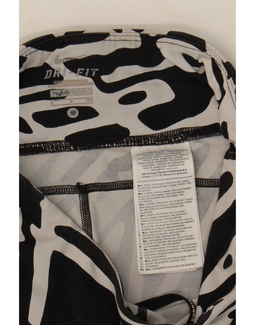 NIKE Legging Dri Fit à motif abstrait pour femme UK 8 Small Nylon noir