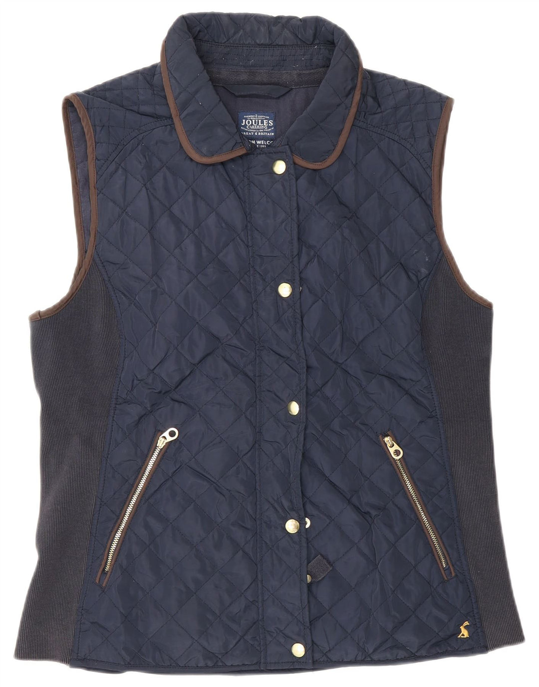Joules Gilet matelassé pour femme UK 16 Large Bleu Marine Polyester
