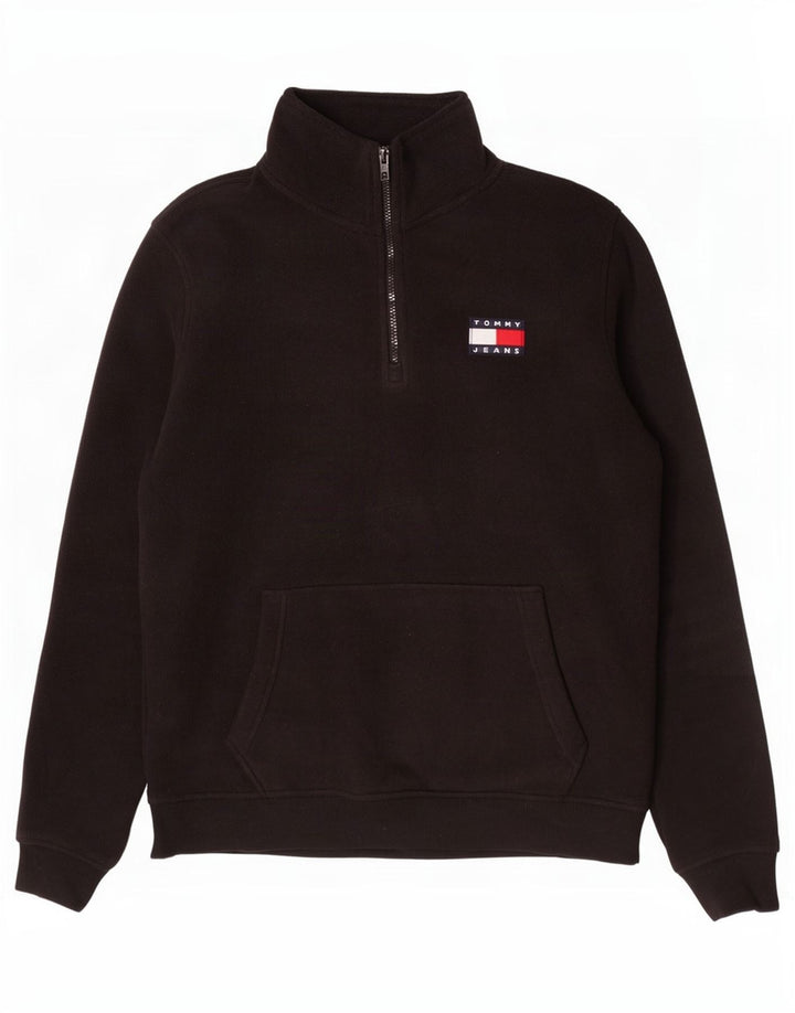 Tommy Hilfiger Pull polaire à col zippé pour homme Noir moyen Polyester