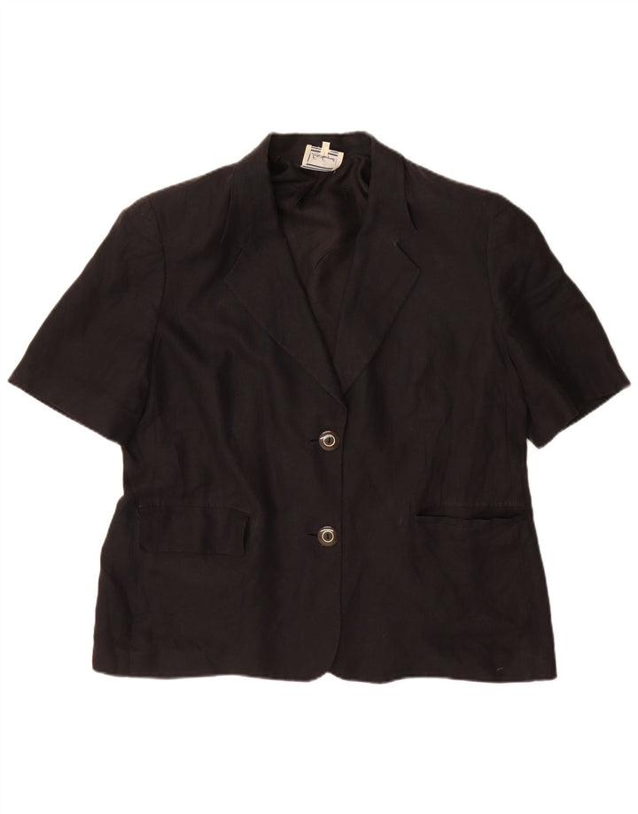 Luisa Spagnoli Veste blazer à manches courtes et 2 boutons pour femme IT 52 2XL Noir