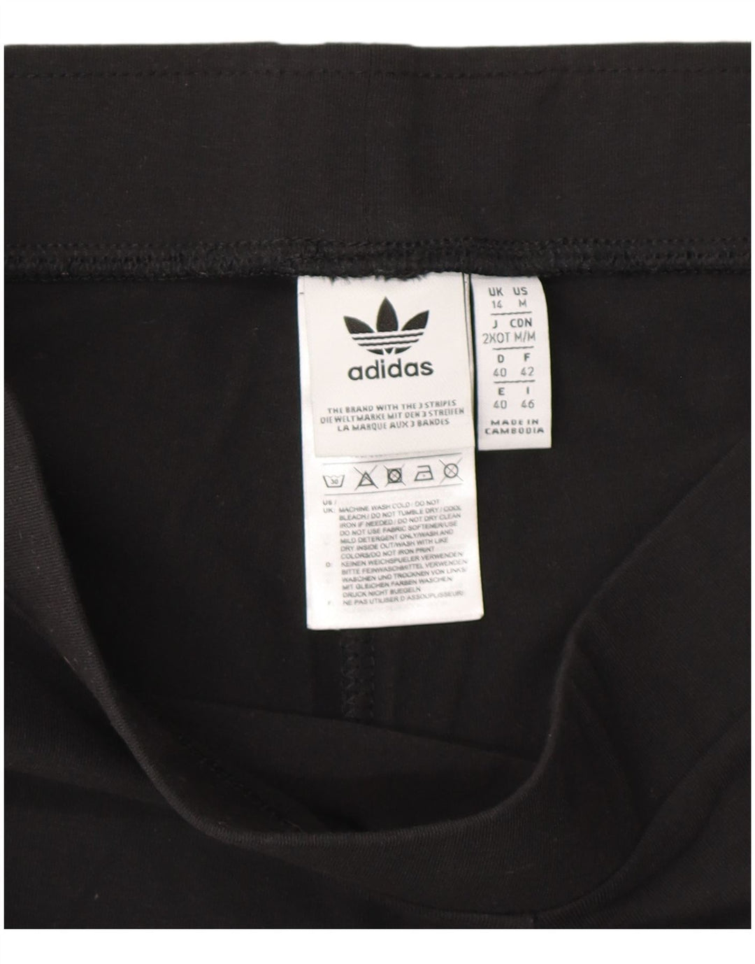 Adidas Leggings Femme UK 14 Coton Rayé Noir Moyen