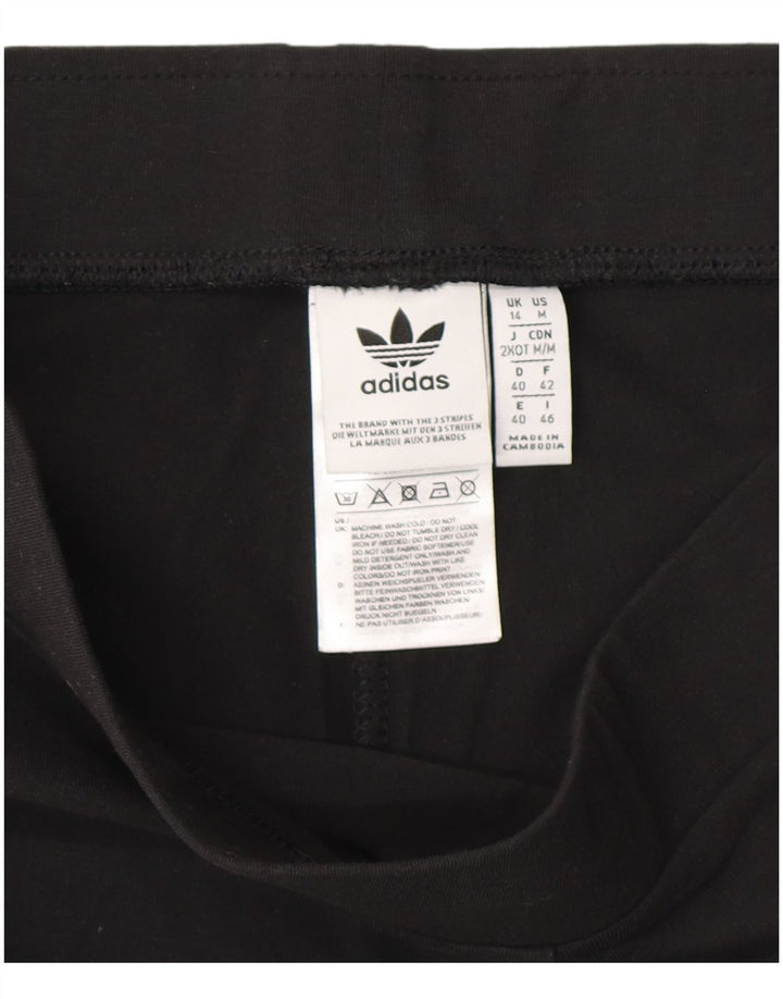 Adidas Leggings Femme UK 14 Coton Rayé Noir Moyen