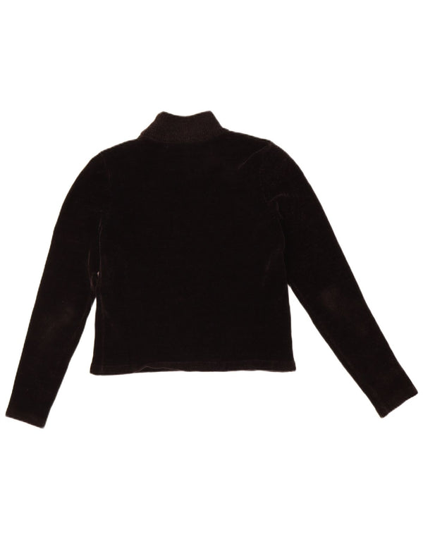 Zara Pull court en velours à col roulé pour femme UK 8 Small Noir