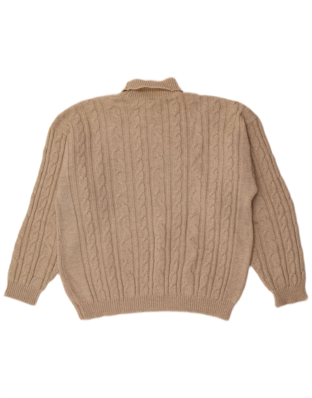 vintage Mens Roll Neck Jumper Pull Moyen Beige Géométrique