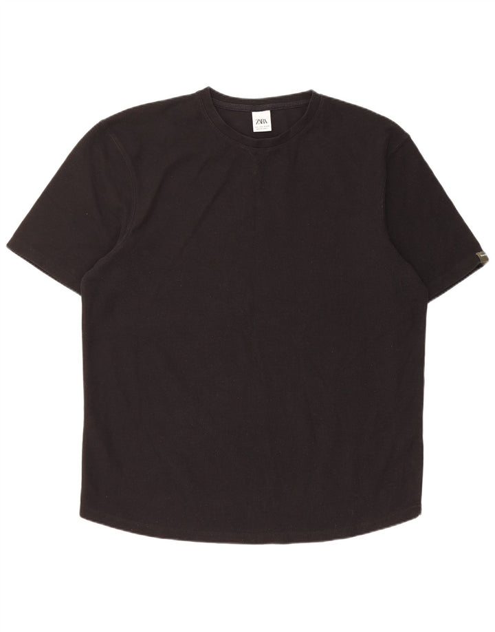 Zara T-Shirt Homme Haut Large Noir Polyester