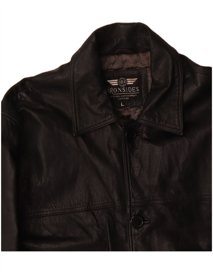 Ironsides Veste en cuir pour homme UK 40 Grand cuir noir