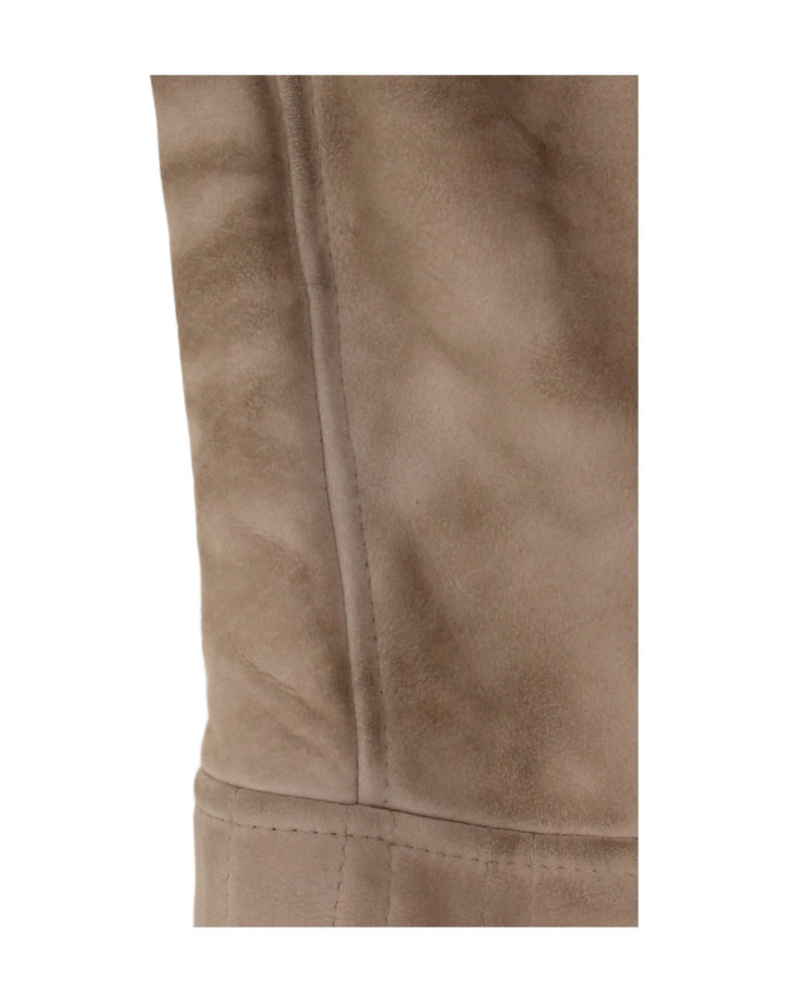 Manteau Shearling Femme Vintage IT 46 Grand Cuir Beige