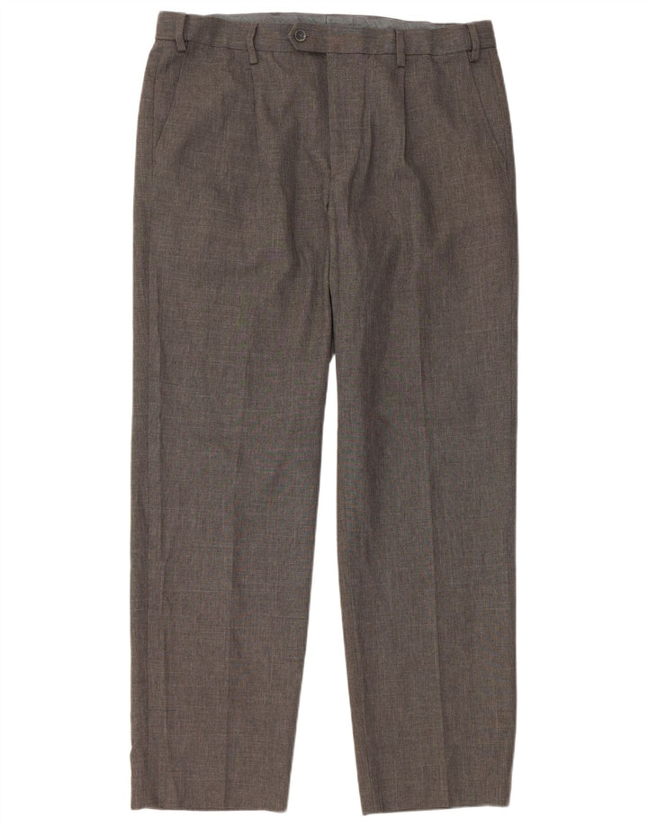 Marks & Spencer Pantalon de Costume Droit Homme W36 L31 Gris Polyester