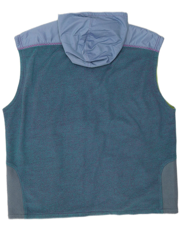vintage Mens Hoody Fleece Gilet UK 42 XL Bleu Colorblock