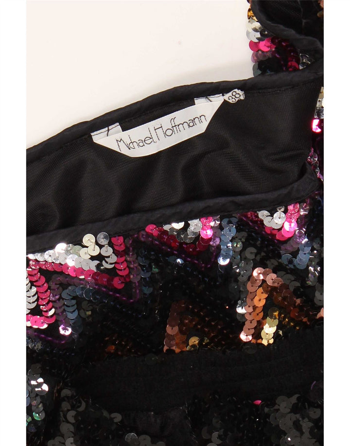 vintage Femme Sequin Blouse Top EU 38 Chevron multicolore moyen