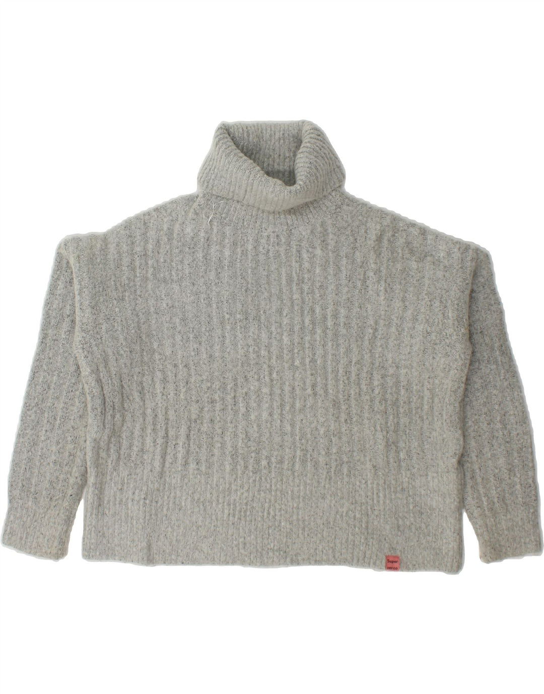 SUPERDRY Womens Crop Roll Neck Jumper Sweater UK 12 Medium Grey Acrylic Vintage Superdry and Second-Hand Superdry from Messina Hembry 