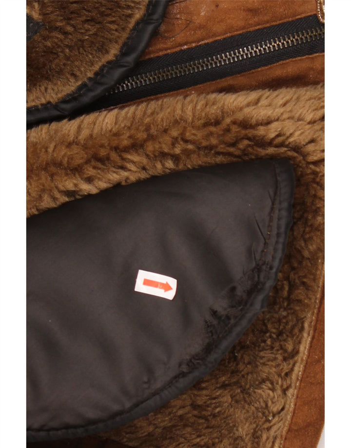 veste en peau de mouton vintage pour hommes IT 48 Brun moyen