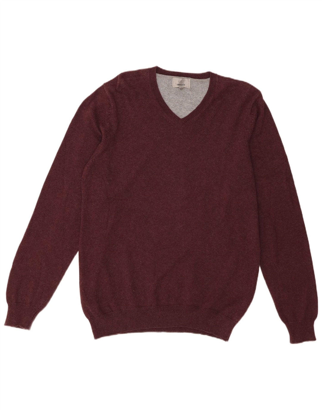 Marks & Spencer Pull Regular Fit Col V Homme Bordeaux Moyen