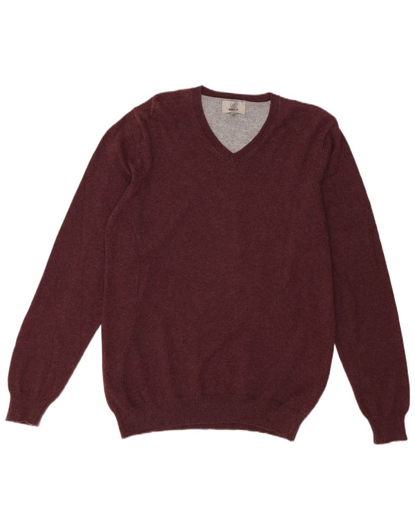 Marks & Spencer Mens Regular Fit V-Neck Jumper Sweater Medium Burgundy