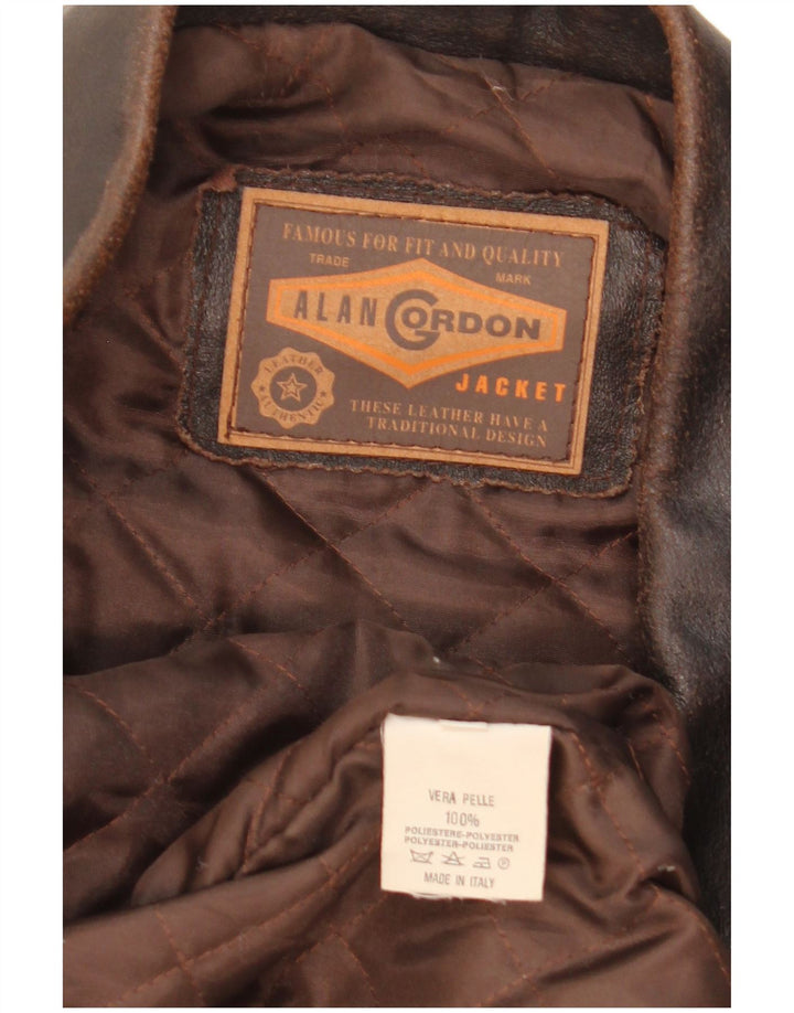 Alan Gordon Veste en cuir pour homme UK 42 XL Cuir marron