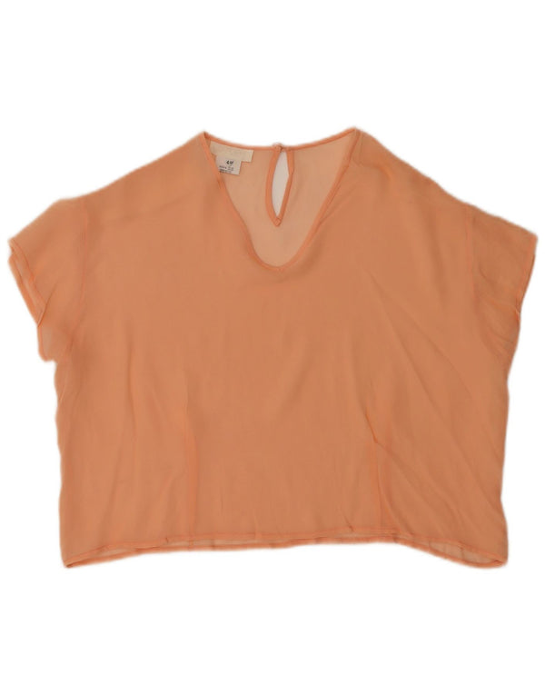 vintage Femme Crop Blouse Top IT 44 Soie Orange Moyenne