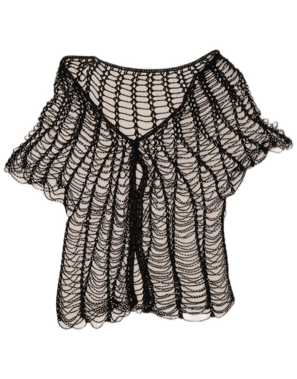 Vintage Femmes Voir À Travers Top UK 2 2XS Noir