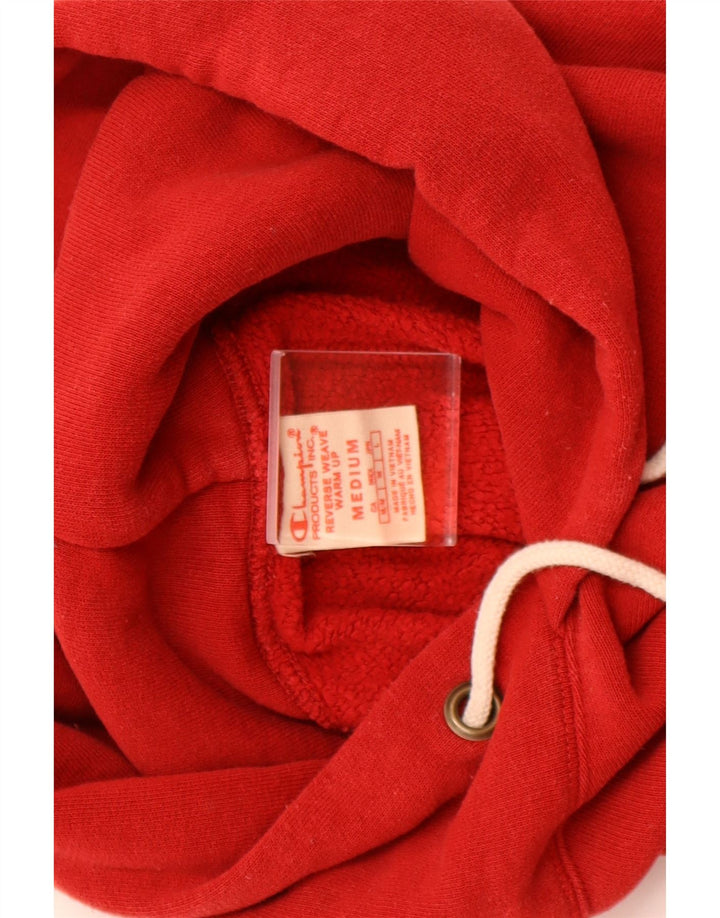 CHAMPION Mens Reverse Weave Hoodie Jumper Medium Red Cotton