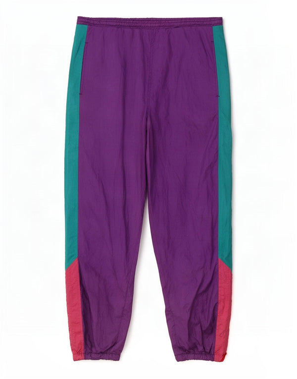 Pantalon de survêtement femme vintage Joggers UK 14 Medium Purple Colourblock