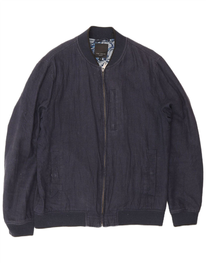 Ted Baker Veste Bomber Homme Taille 4 Grand Lin Bleu Marine