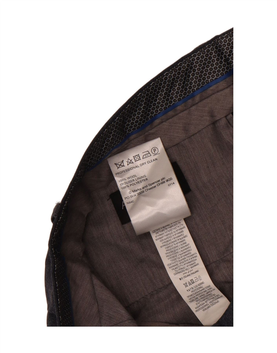 Marks & Spencer Pantalon de Costume Droit Autograph Homme W34 L29 Laine Bleue