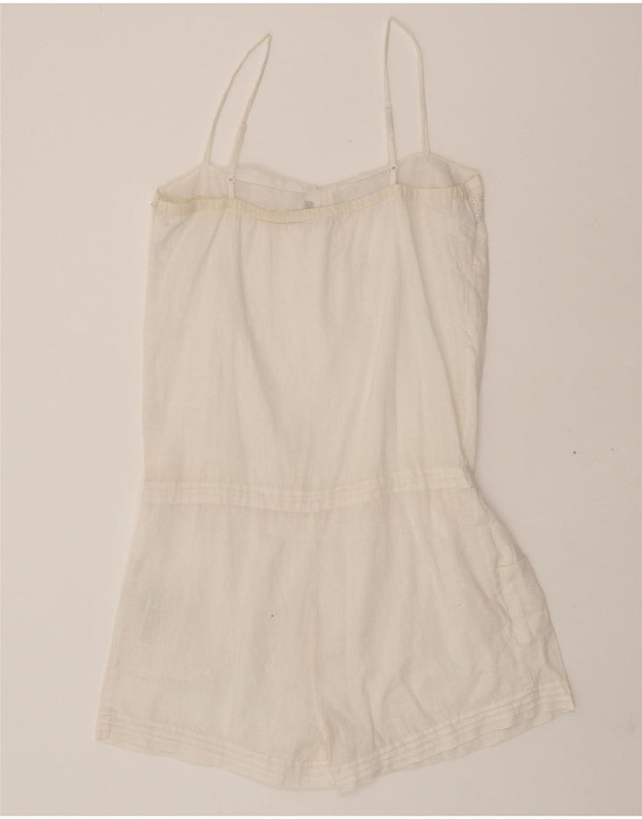 MASSIMO DUTTI Womens Playsuit UK 12 Medium  White Linen Vintage Massimo Dutti and Second-Hand Massimo Dutti from Messina Hembry 