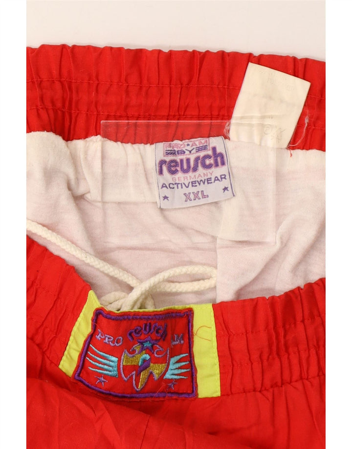REUSCH Mens Tracksuit Trousers Joggers 2XL Red Colourblock