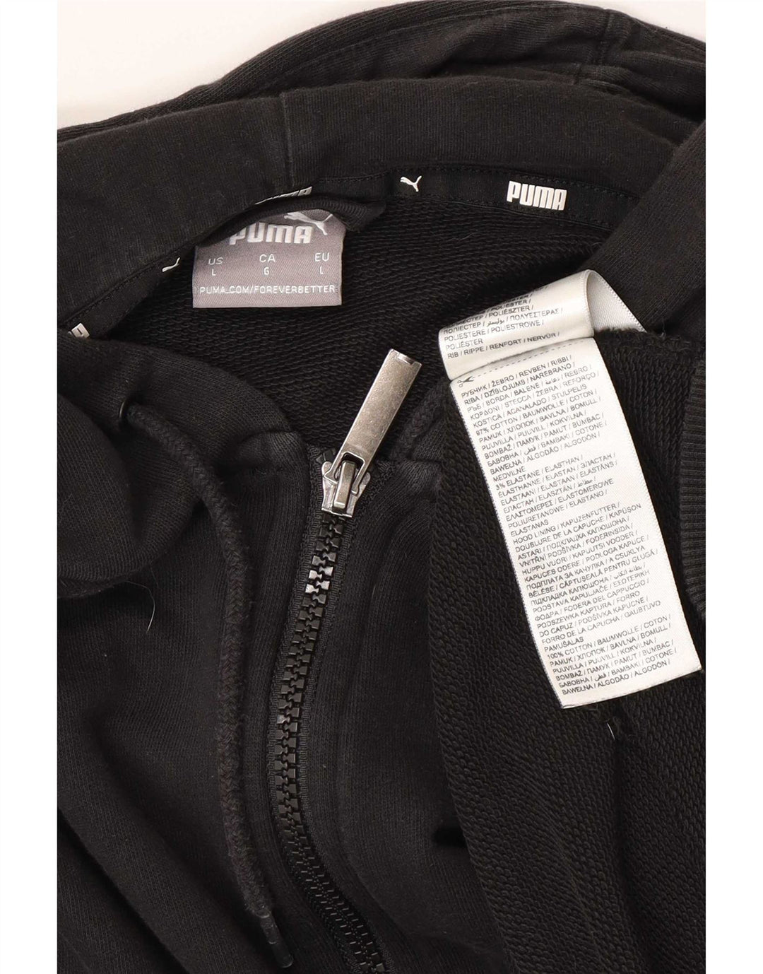 Puma Pull à capuche zippé pour homme Grand coton noir