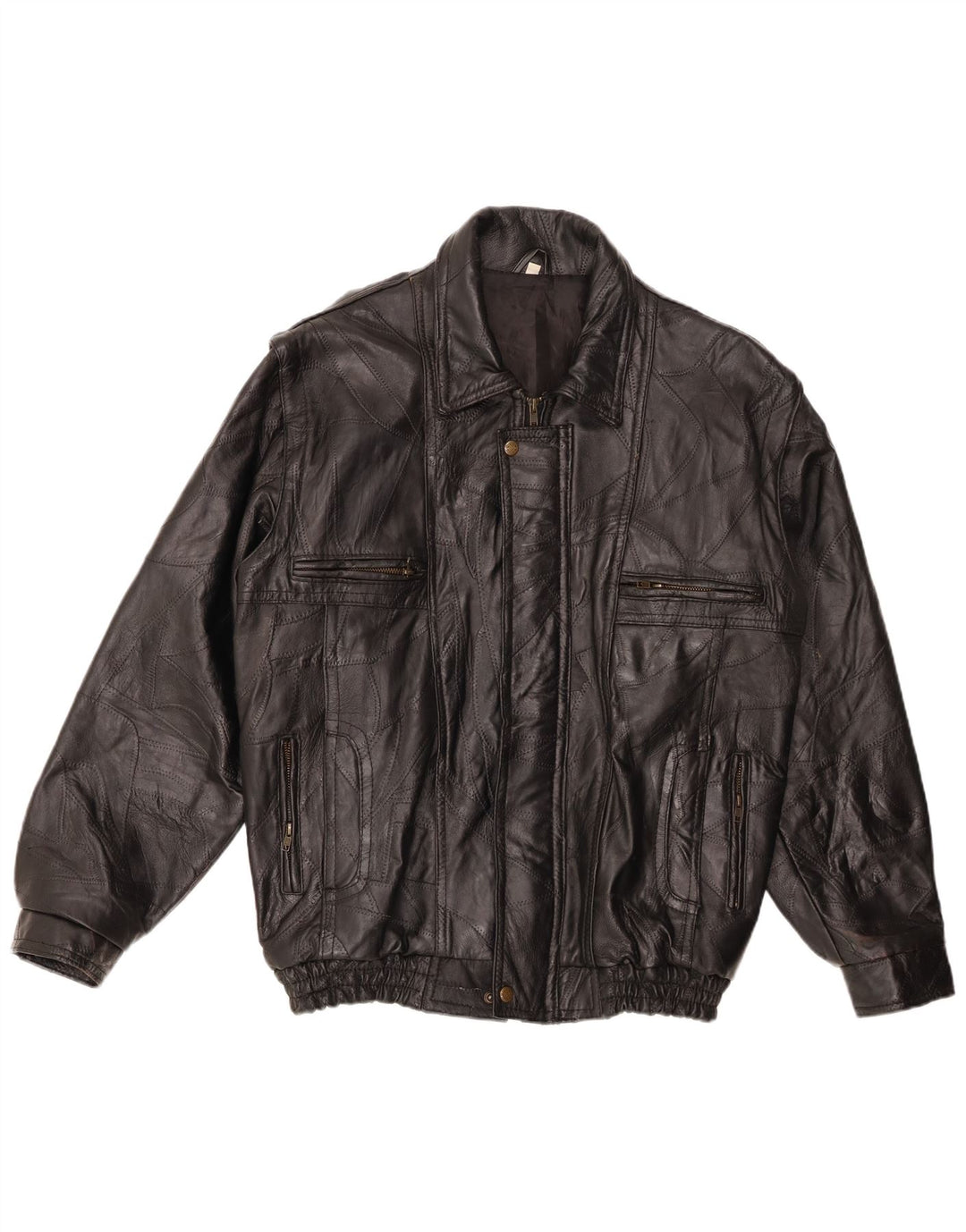 VINTAGE Veste en cuir homme UK 40 Grand cuir noir