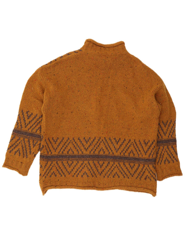 Sisley Pull col roulé pour femme UK 16 Large Marron Fair Isle
