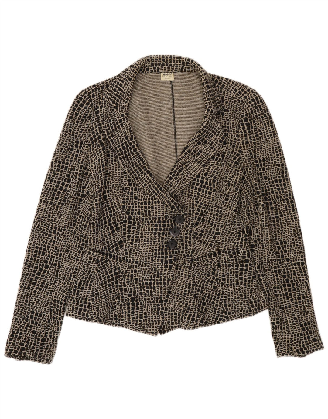 Armani Collezioni Veste blazer en tricot pour femme UK 12 Laine noire moyenne