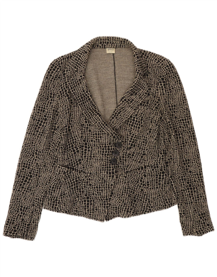 Armani Collezioni Veste blazer en tricot pour femme UK 12 Laine noire moyenne