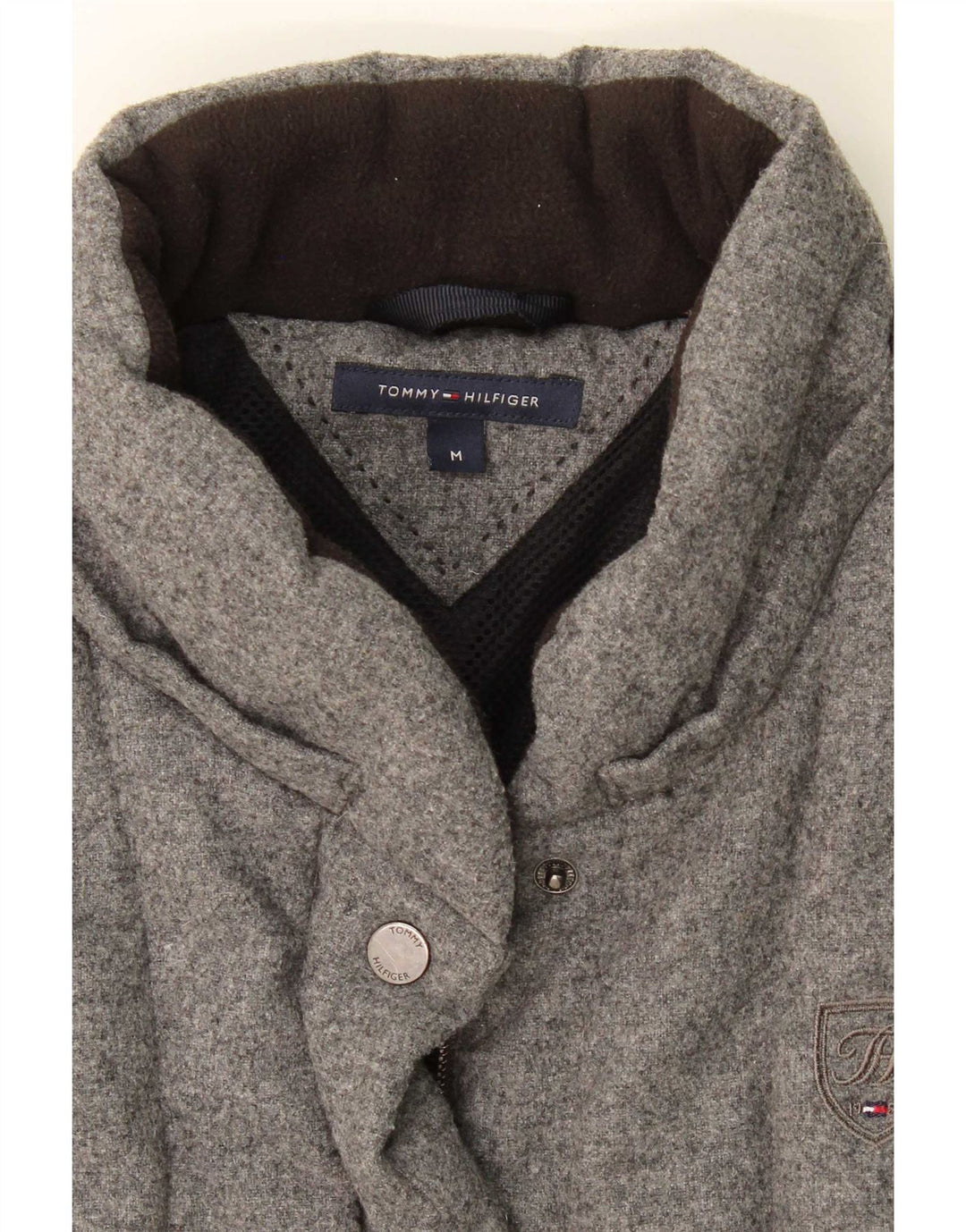 Tommy Hilfiger Gilet rembourré pour femme UK 14 Laine gris moyen