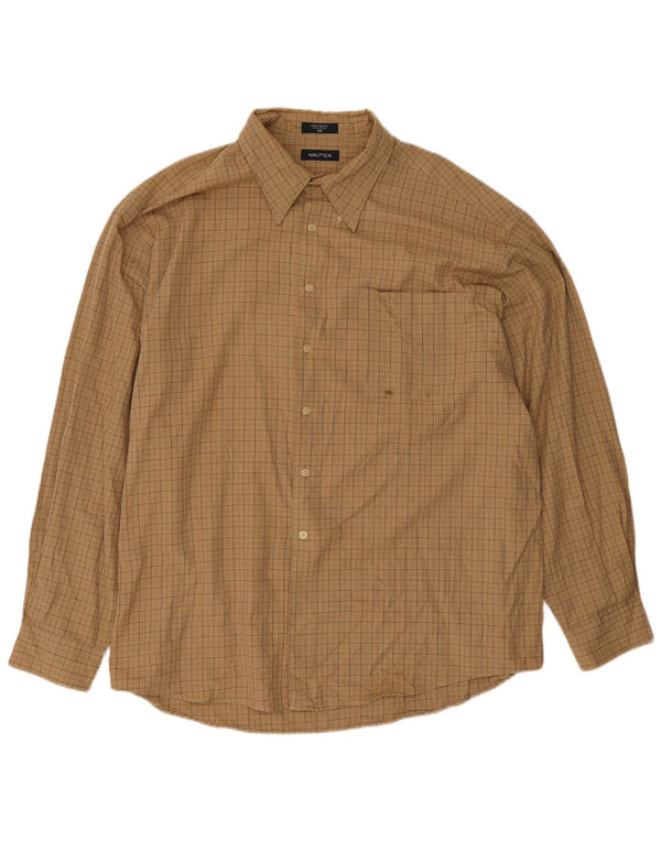 Nautica Chemise en flanelle pour homme 2XL en coton à carreaux beige