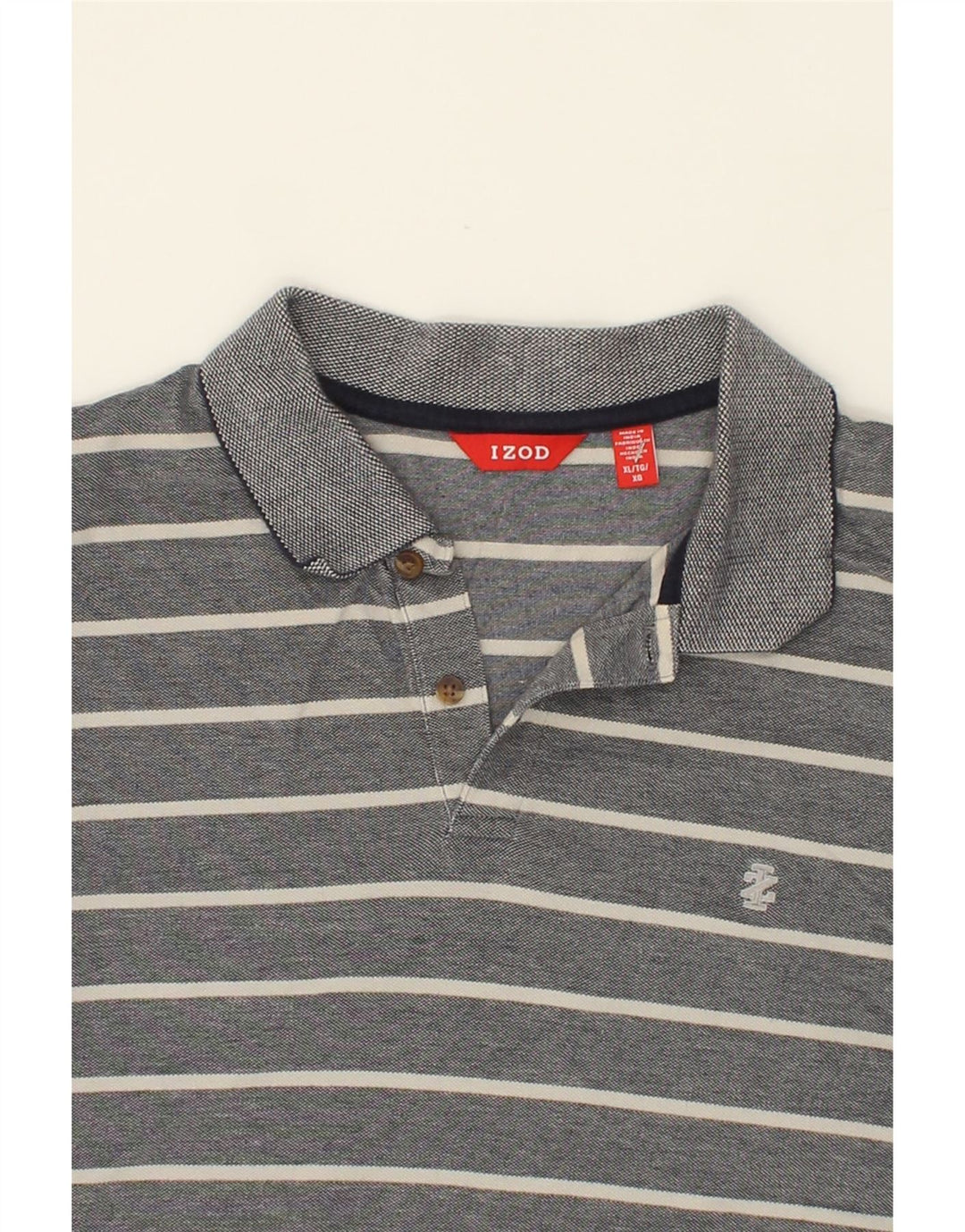 IZOD Mens Polo Shirt XL Grey Striped Cotton Vintage Izod and Second-Hand Izod from Messina Hembry 