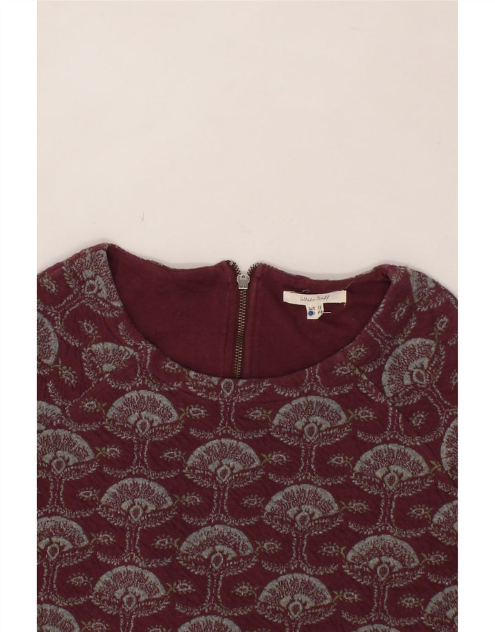 WHITE STUFF Womens Abstract Pattern Shift Dress UK 16 Large Maroon Vintage White Stuff and Second-Hand White Stuff from Messina Hembry 