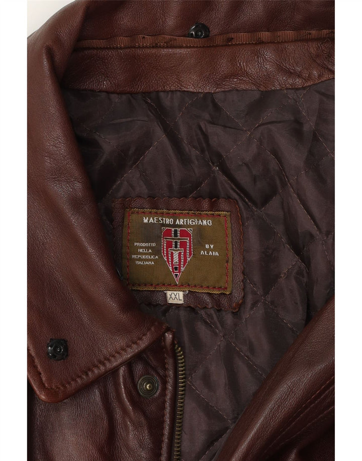 MAESTRO ARTIEIANO Veste en cuir pour homme UK 44 2XL Cuir marron