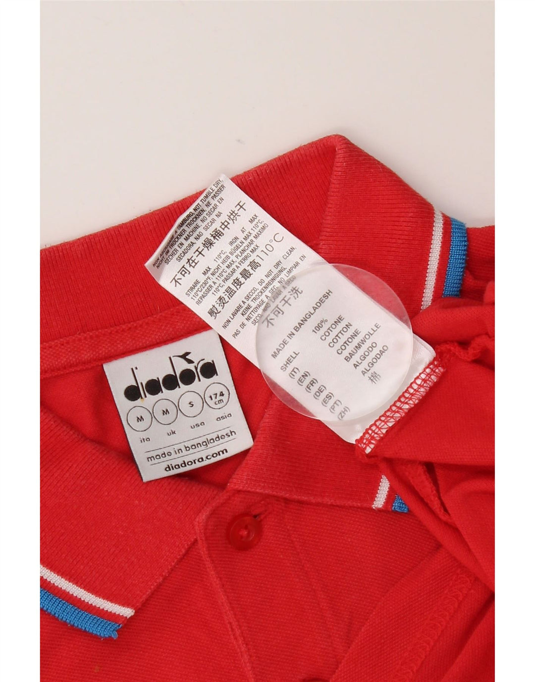 Diadora Polo Homme Rouge Moyen Coton