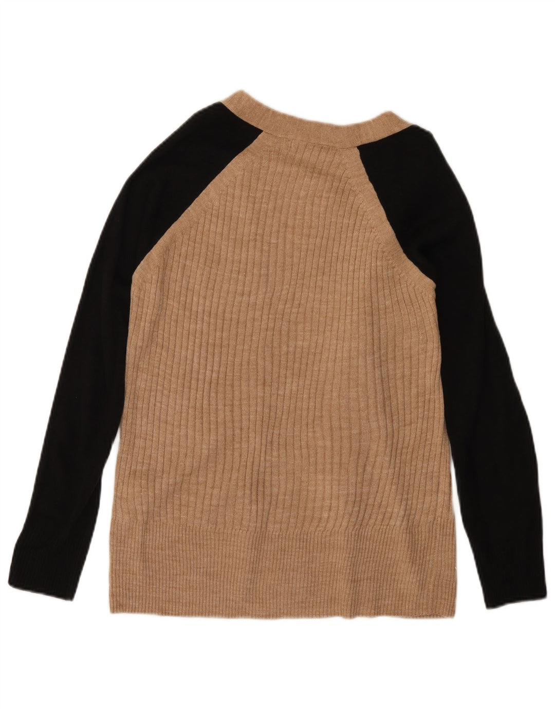 MARKS & SPENCER Pull Cardigan Ouvert pour Femme UK 6 XS Beige Colorblock