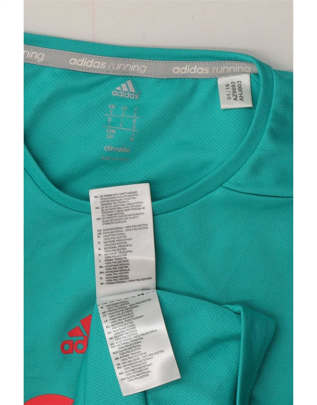 Adidas Hommes Climalite Graphic T-Shirt Top Petit Turquoise Polyester