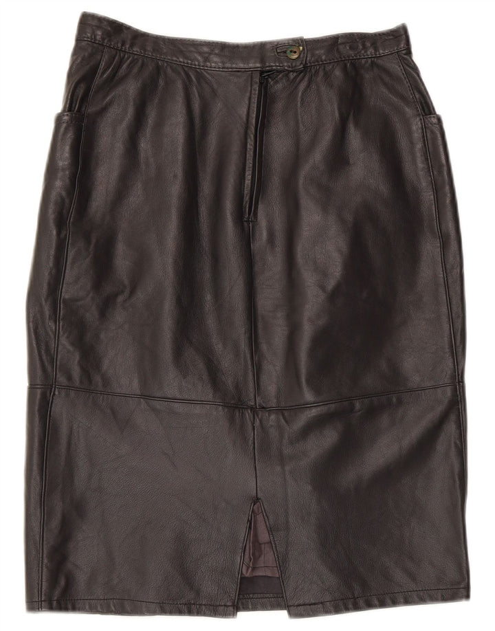 jupe en cuir femme vintage W26 petit cuir noir