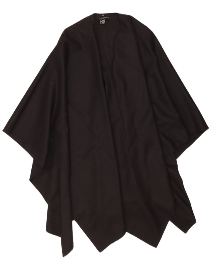 vintage Femmes Asymétrique Poncho Jumper Taille Unique Laine Noire